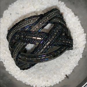 Black beaded wrap bracelet